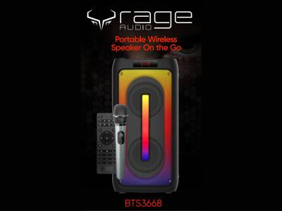 Rage Dual 4" Bluetooth Party Speaker with Wireless Microphone and Remote - BTS3668