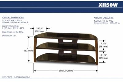 50" Techcraft Solid Wood Walnut Finish Flat Panel TV Stand XII50W-OPEN