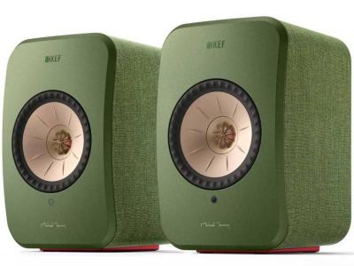KEF Definitive Compact Wireless HiFi Speakers In Olive Green - LSXIIBL