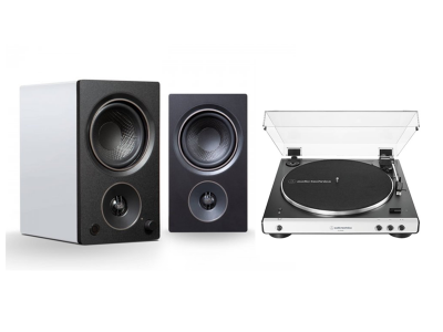 Audio Technica Fully Automatic Turntable  and PSB Powered Speakers Bundle - AM3LP60W