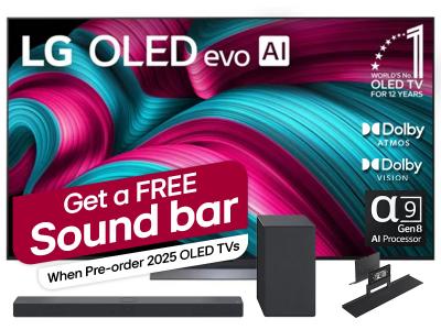 77" LG 4K OLED Evo AI Smart TV 2025 and Soundbar with Dolby Atmos - OLED77C5PUA-SC9S