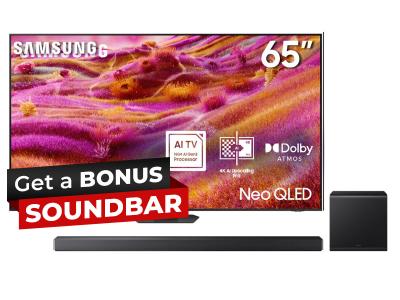 65" Samsung Neo QLED 4K TV + Q-Series Soundbar - QN65QN90FAFXZC-HW-QS700F/ZC