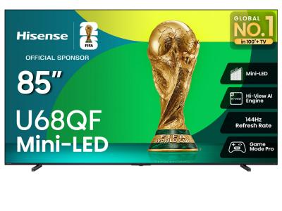 85" Hisense 85U68QF Mini-LED QLED AI TV 144Hz Fire TV