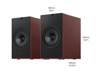 KEF Wireless Powered Bookshelf HiFi Speaker in Vintage Burgundy - Coda W (VB)