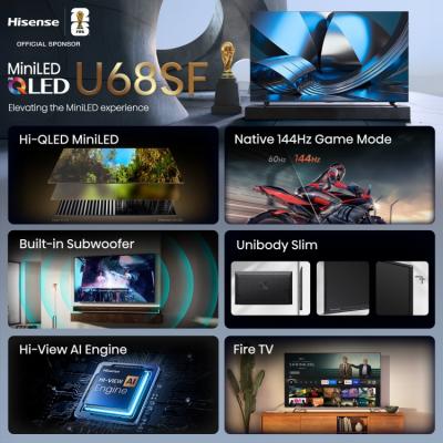 55" Hisense Hi-QLED Mini-LED AI TV 144Hz Fire TV - 55U68SF