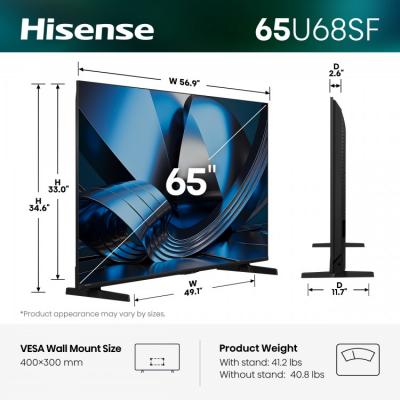 65" Hisense Hi-QLED Mini-LED AI TV 144Hz Fire TV - 65U68SF