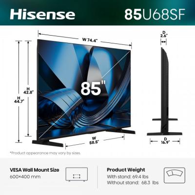 85" Hisense Hi-QLED Mini-LED AI TV 144Hz Fire TV - 85U68SF
