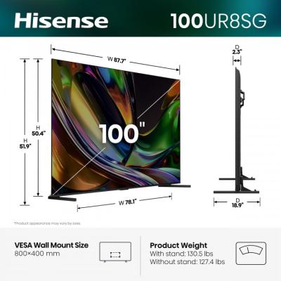 100" Hisense 100UR8SG RGB MiniLED AI Google TV