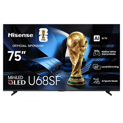 75" Hisense Hi-QLED Mini-LED AI TV 144Hz Fire TV - 75U68SF