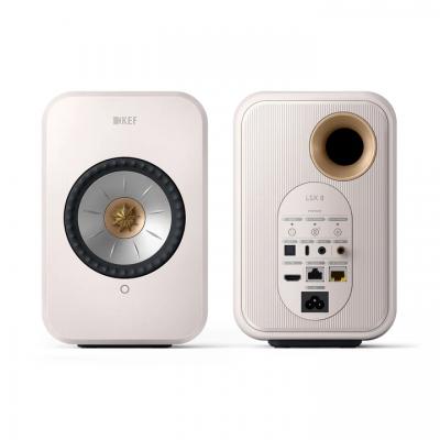 KEF Definitive Compact Wireless HiFi Speakers In Mineral White - LSXIIW