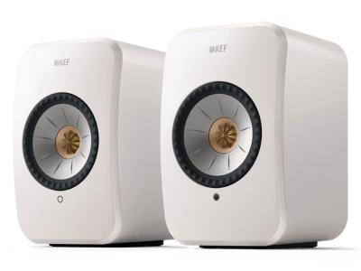 KEF Definitive Compact Wireless HiFi Speakers In Mineral White - LSXIIW