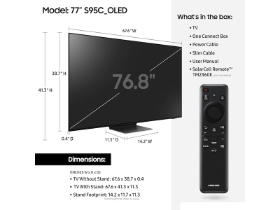 77" Samsung QN77S95CAFXZC S95C Series OLED 4K Smart TV