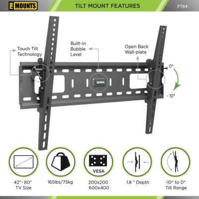 Pro Mounts Black Tilt Wall Mount for 42" to 80" - FT64